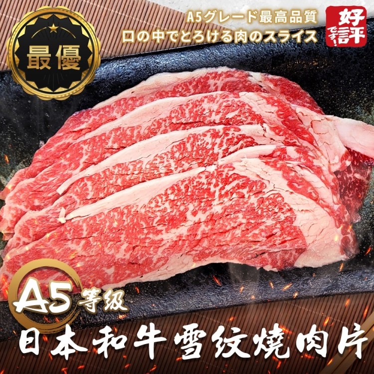 【海肉管家】日本A5和牛雪紋燒肉片(10盒_100g/盒)