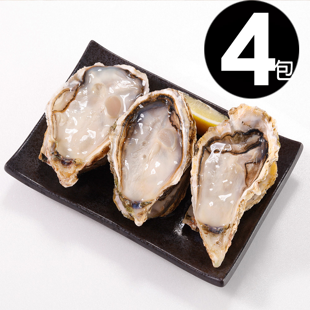 【華得水產】 日本原裝巨大生蠔/全殼牡蠣4包(500g 約2-3粒/包)