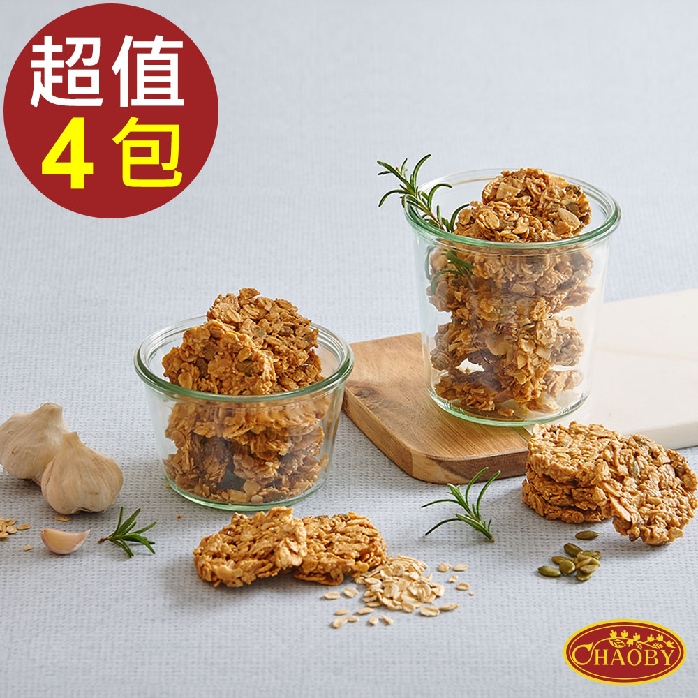 【超比食品】纖女系燕麥脆片-義式香蒜100g X4包