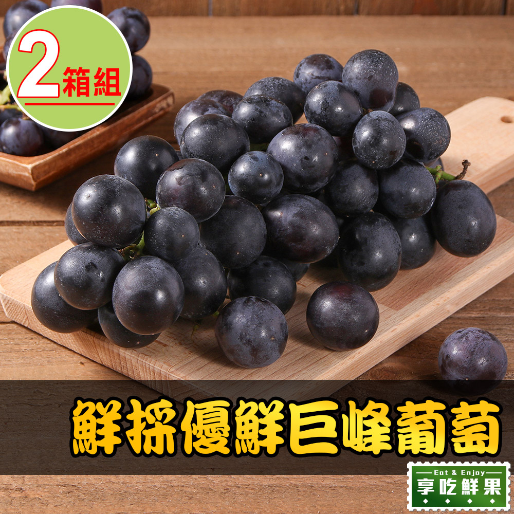 【享吃鮮果】鮮採優鮮巨峰葡萄2箱(600g±1.5%/盒，2盒/箱)
