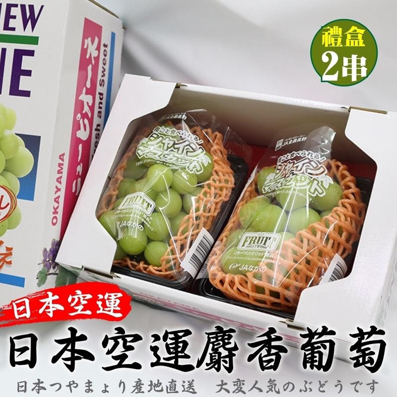 【WANG 蔬果】日本長野縣溫室麝香葡萄(2房禮盒_350~400g/串)