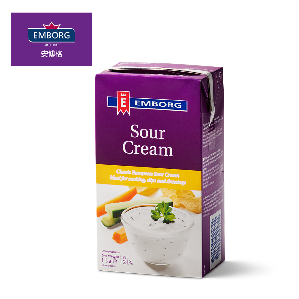 【Emborg安博格】安博格24%酸奶油(Sour Cream)1L-冷藏配送