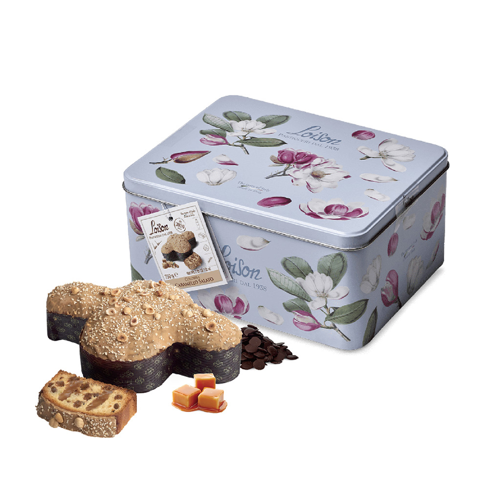 【Loison】鹹焦糖巧克力鴿子麵包-花卉鐵盒款 750g