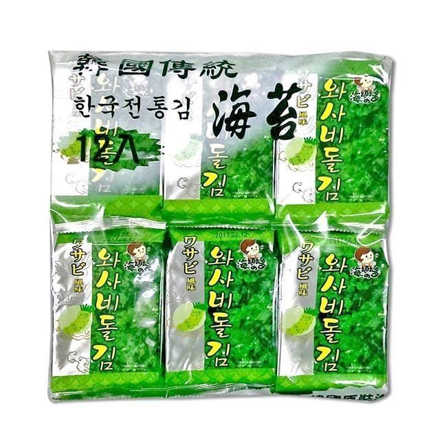 韓味不二-海樂多-芥末味海苔(便當用)5g*12入*3袋