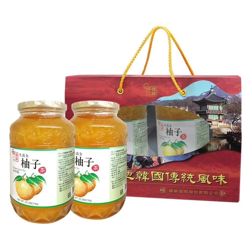 【韓味不二】生黃金柚子茶禮盒2入組(1kg x2入/盒)