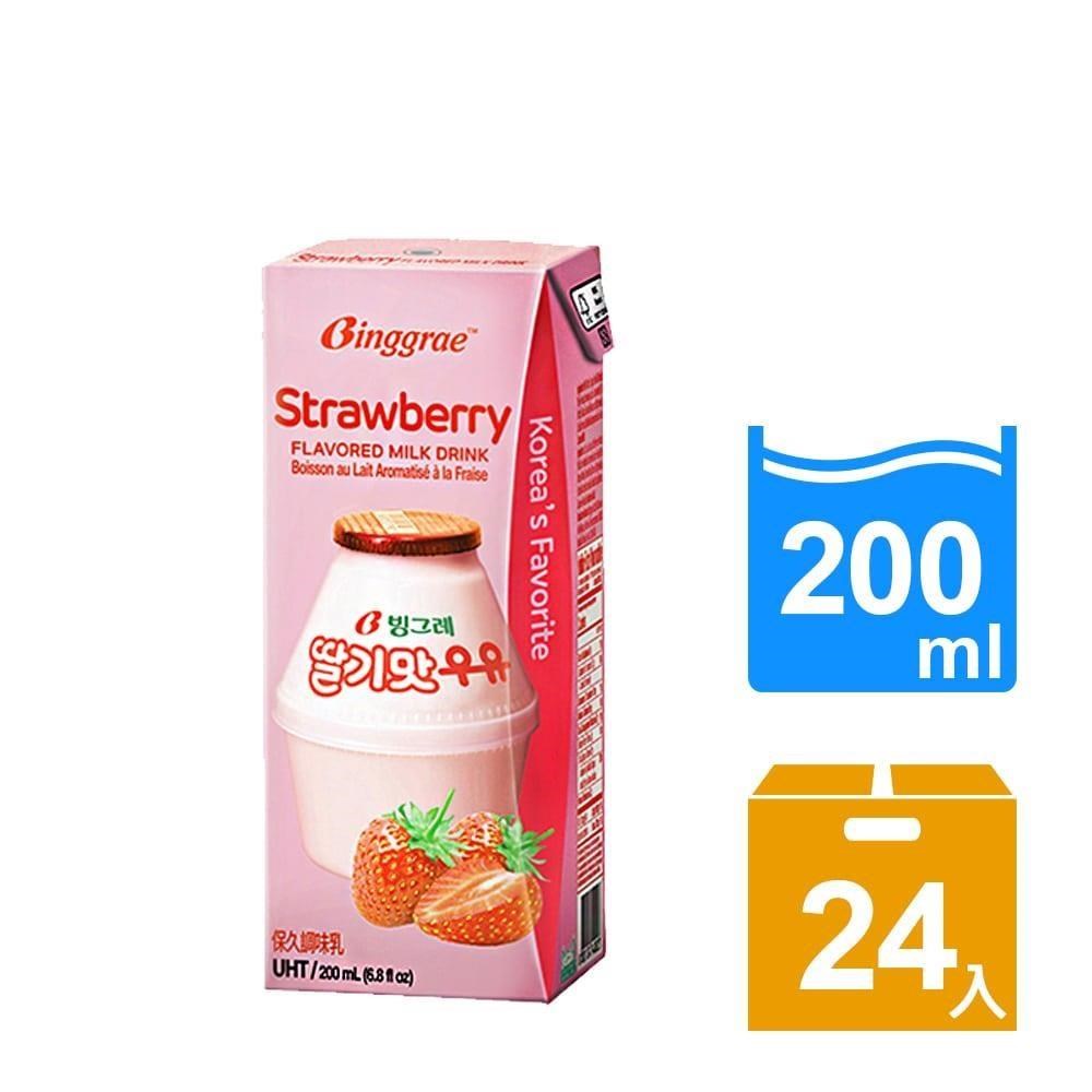 Binggrae- 草莓牛奶(保久調味乳) 200ML*24入/箱