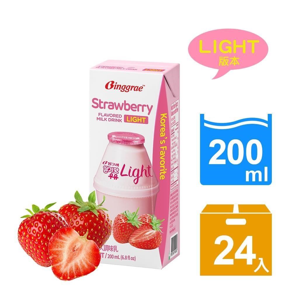 Binggrae- 草莓風味牛奶 (light)200ml*24入/箱