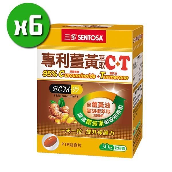 【三多生技】專利薑黃萃取C+T軟膠囊x6盒(30粒/盒)