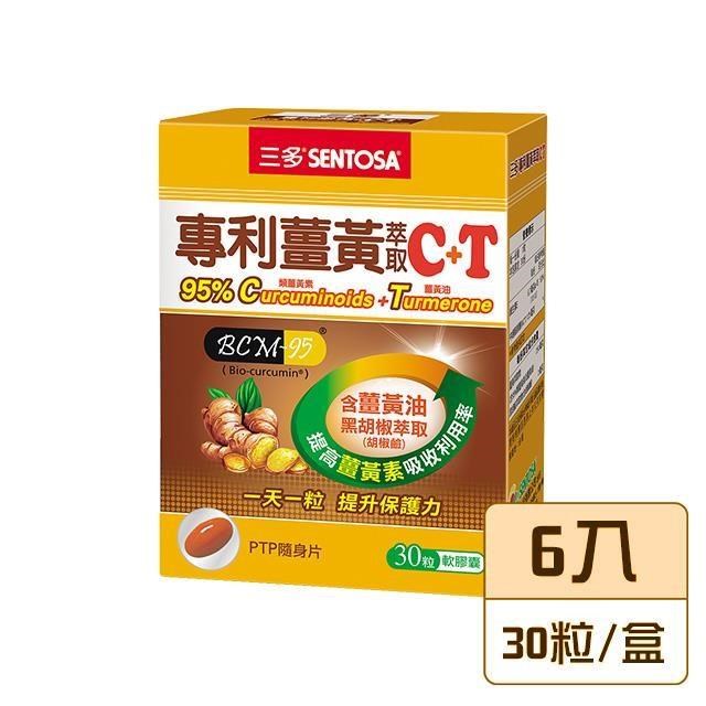【三多生技】專利薑黃萃取C+T軟膠囊x6盒(30粒/盒)
