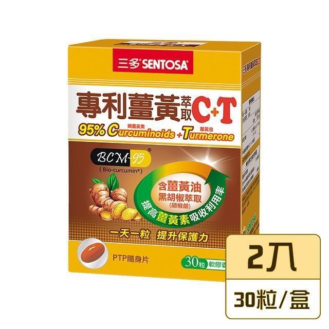 【三多生技】專利薑黃萃取C+T軟膠囊x2盒(30粒/盒)