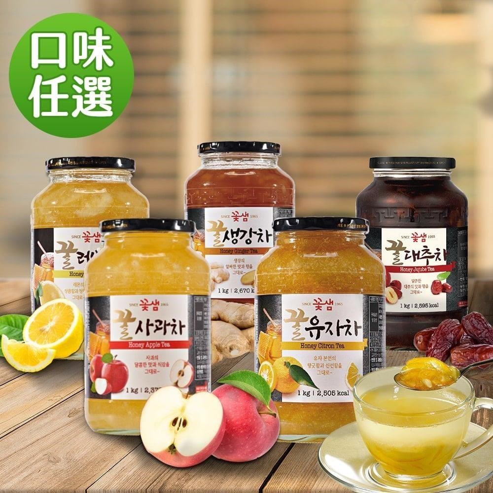 【韓味不二】花泉蜂蜜果醬茶1kg/瓶(柚子茶/紅棗茶/蘋果茶/檸檬茶/薑母茶)