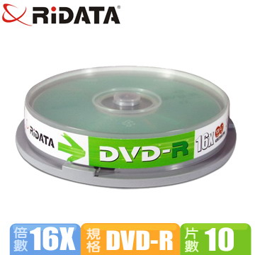錸德Ridata 16X DVD-R 光碟片 10片布丁桶裝