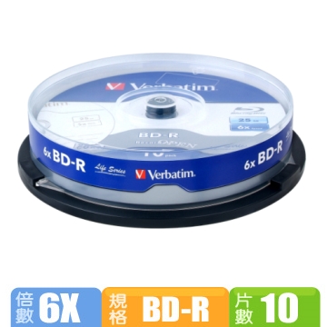 威寶 Life版 藍光 6X BD-R 25GB 桶裝 (10片)