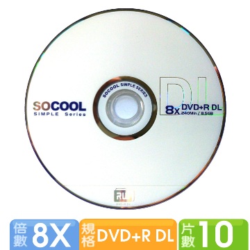 SOCOOL DVD+R 8X DL 10片裝 (五入)