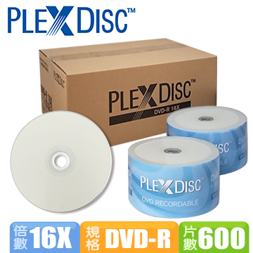 PLEXDISC DVD-R 16x 噴墨可印光碟片 600片裝