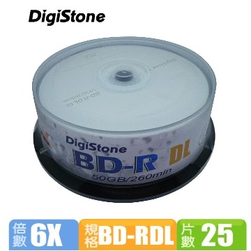 DigiStone 國際版 A+ 藍光 6X BD-R DL 50GB 桶裝 (25片)