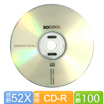 SOCOOL CD-R 80MIN 700MB 100片裝