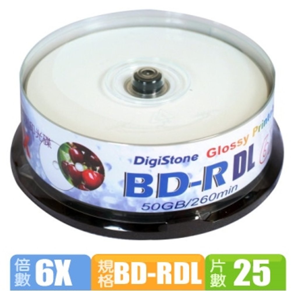 DigiStone 6X BD-R DL 50GB 滿版可印 桶裝 (25片)