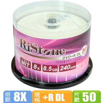 RiStone 8X DVD+R DL 桶裝 (50片)