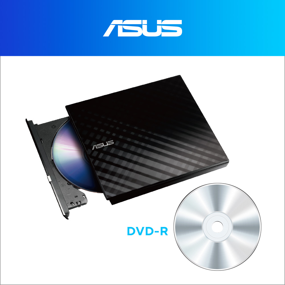 華碩 SDRW-08D4S-U 超薄外接燒錄 + SOCOOL DVD+R DL 8X 8.5GB 相片式亮面可印 20片裝