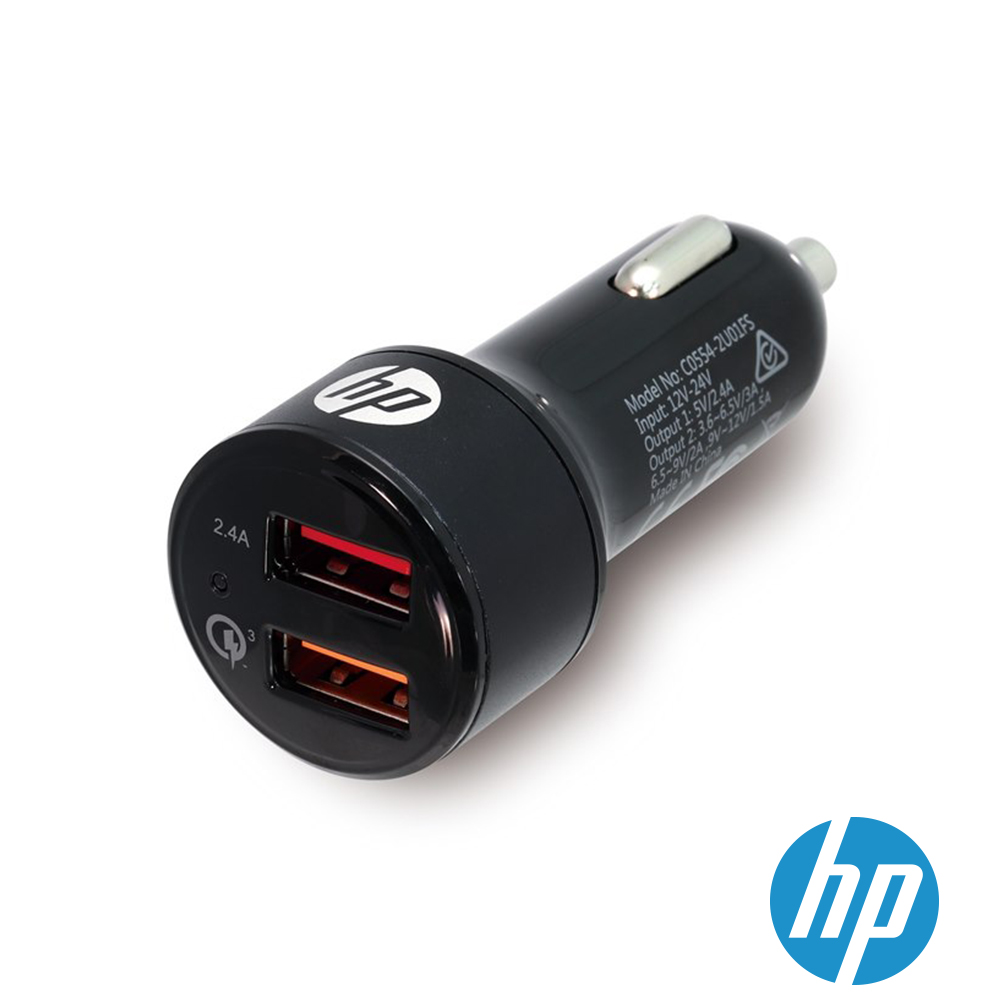 HP USB+QC3.0.疾速車用充電器(HP049GBBLK0TW)