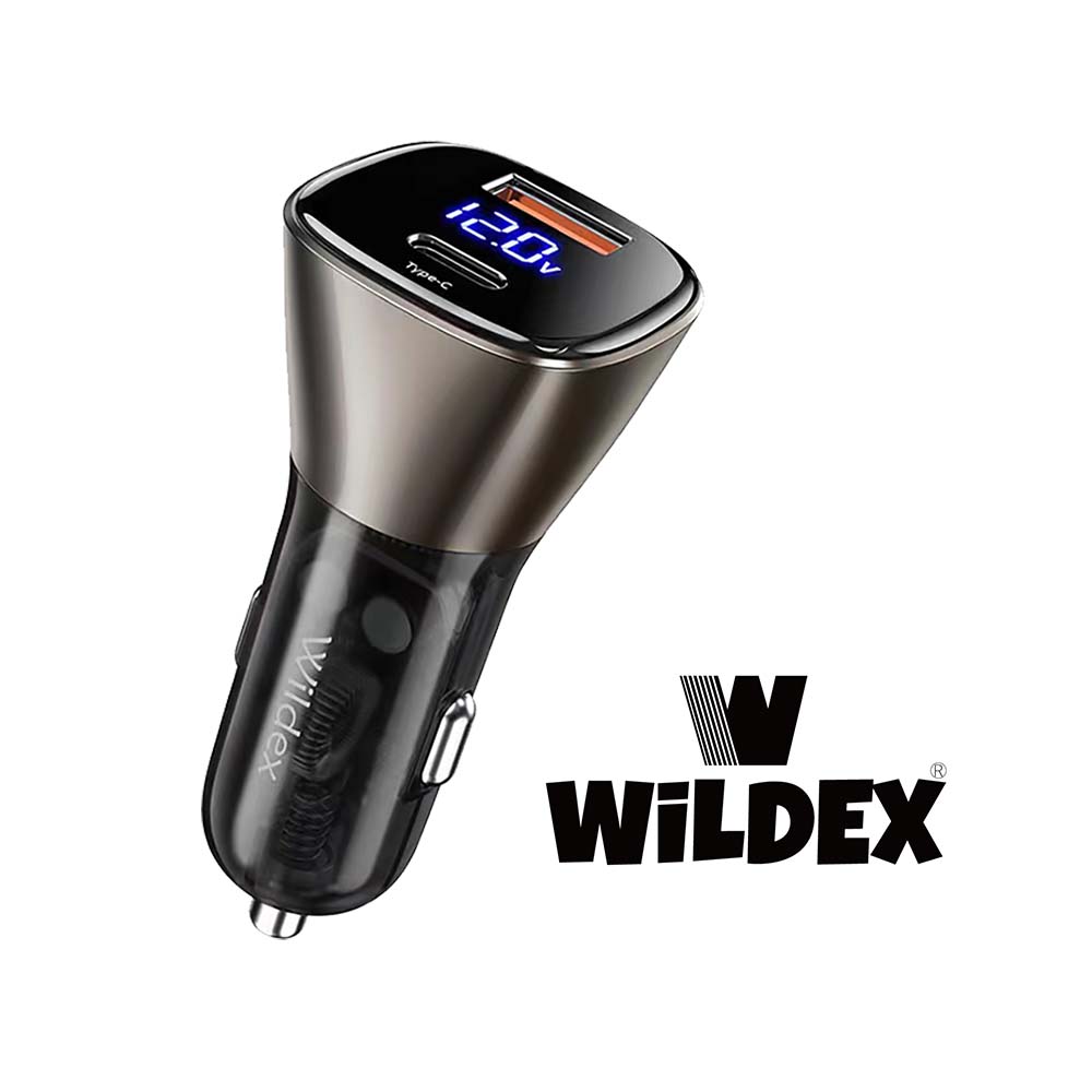 【Wildex】63W數位顯示雙孔車充