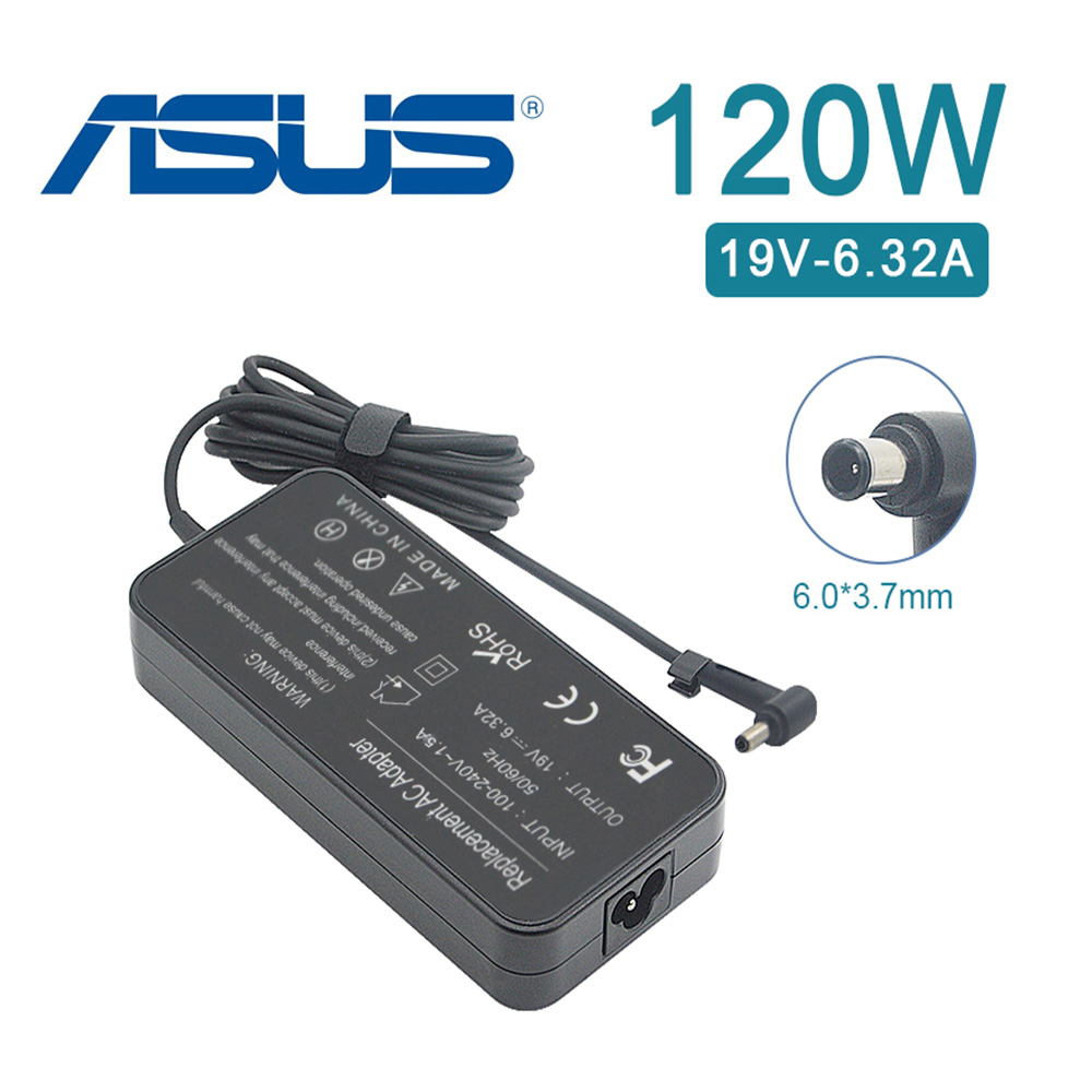 充電器 適用於 華碩 Asus 電腦/筆電 變壓器 6.0mm*3.7mm【120W】19V 6.32A 長方型