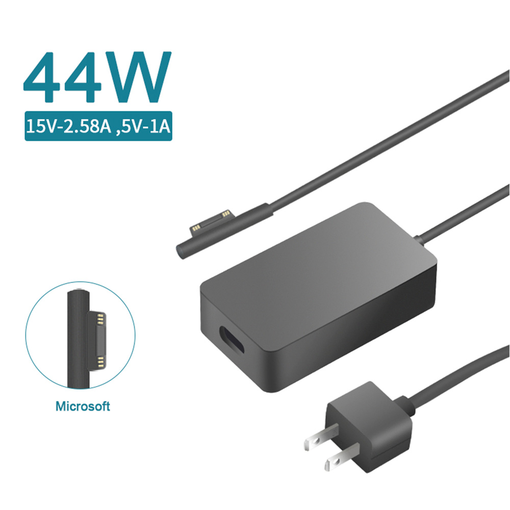 充電器 適用於 Microsoft Surface 電腦/筆電 變壓器 Microsoft Connector【44W】15V 2.58A 長方型