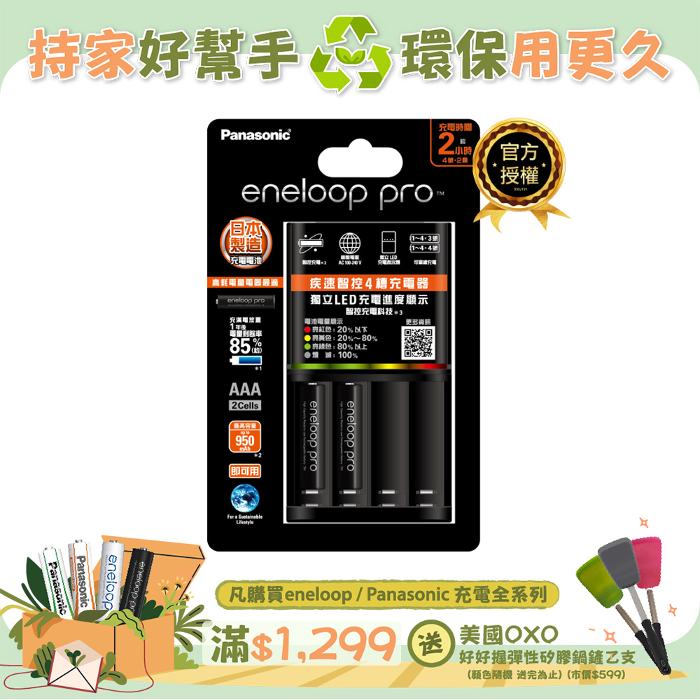 【Panasonic 國際牌】 BQCC55TW疾速智控4槽充電組(BQ-CC55+BK-4HCCE*2)