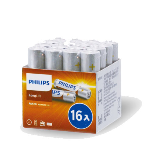 PHILIPS LongLife碳鋅4號電池64入 R03L16F