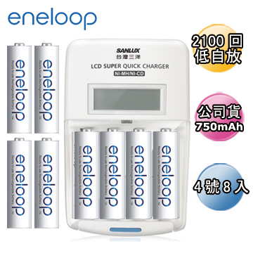 Panasonic國際牌ENELOOP低自放充電電池組(液晶衝電器+4號8入)