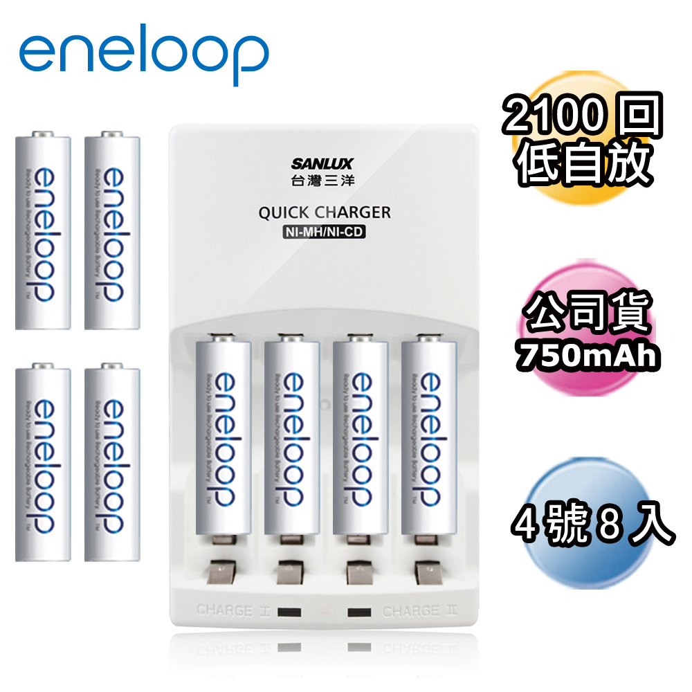 Panasonic國際牌ENELOOP低自放充電電池組(智慧型充電器+4號8入)
