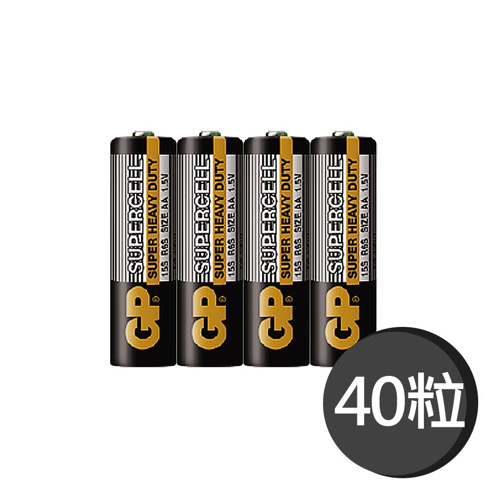 【超霸GP】超級環保3號(AA)碳鋅電池40粒裝(1.5V電池)