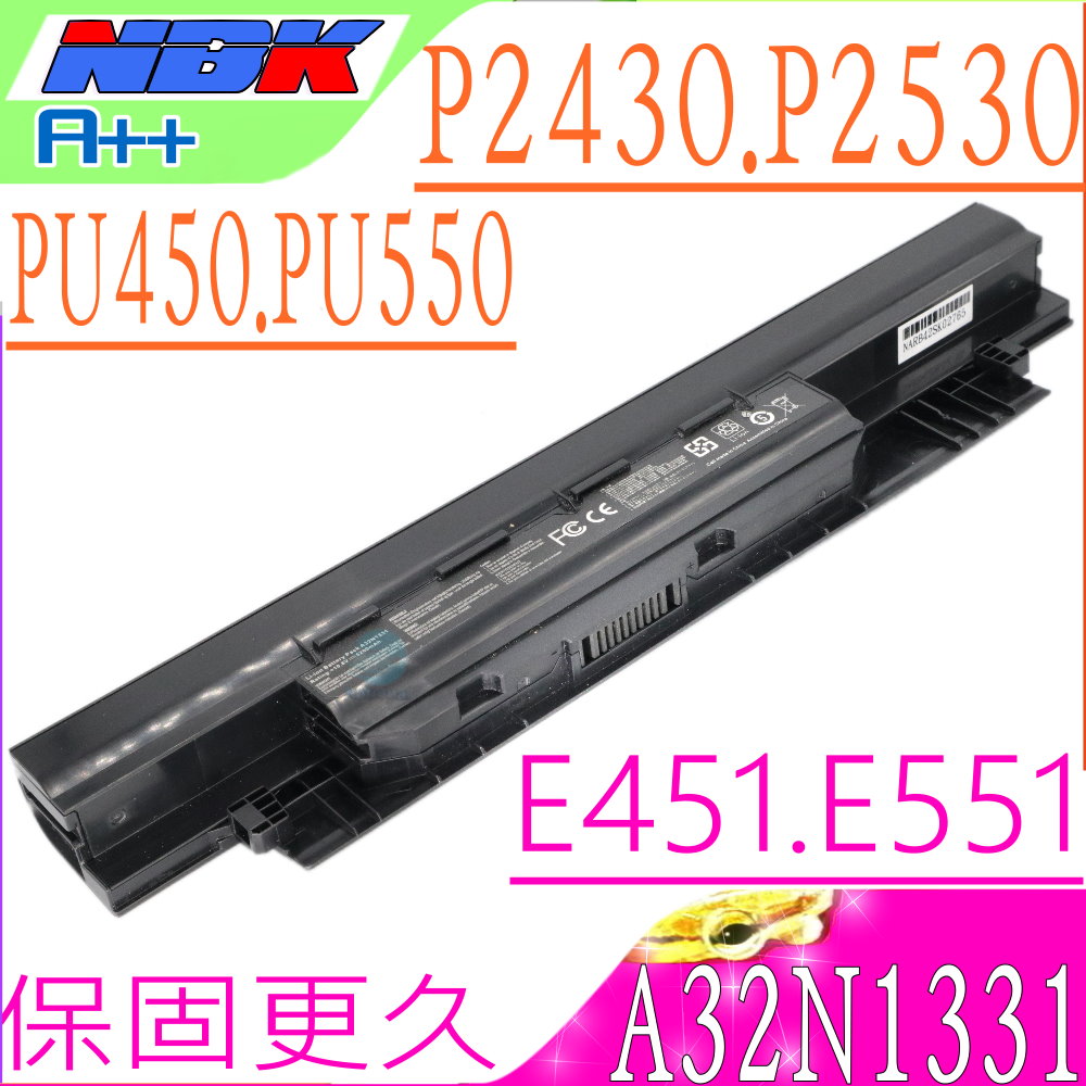 ASUS電池-P2430,P2530,PU451,PU551,P2420,PU450,PU550,E451,E551,A32N1331,A33N1332
