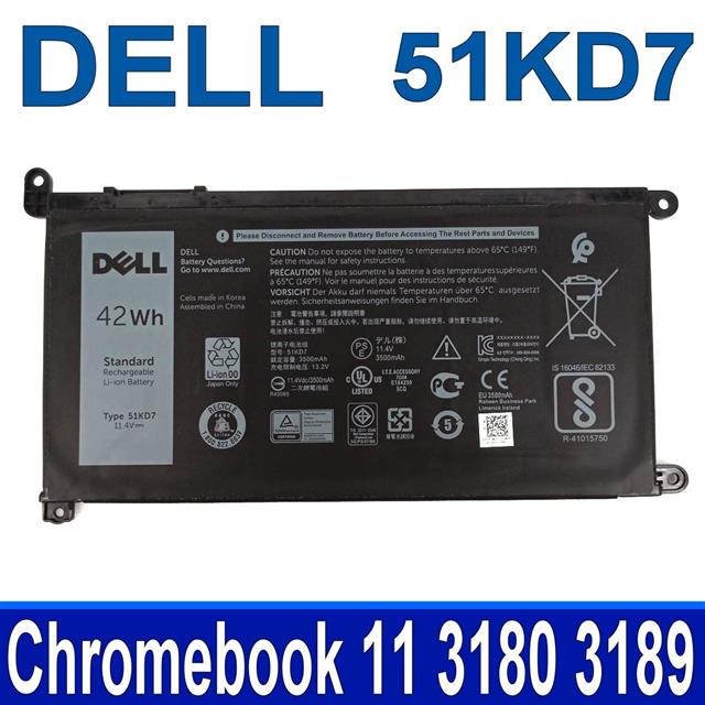 DELL 51KD7 3芯 戴爾 電池 Chromebook 11 3180 3189 3181 11.4V 42WH
