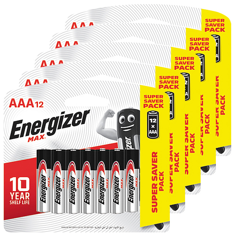 【Energizer 勁量】3倍電量MAX鹼性4號AAA電池60入(1.5V長效鹼性電池LR03)