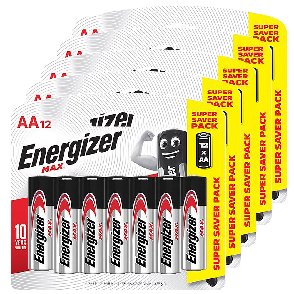 【Energizer 勁量】10倍電量MAX鹼性3號AA電池60入吊卡裝(1.5V長效鹼性電池LR6)