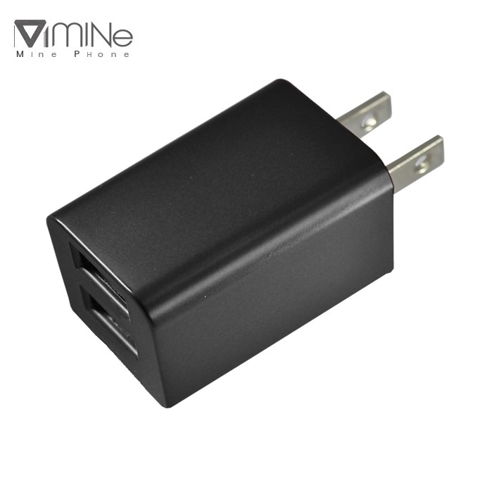 【台灣製造】MINE峰 雙USB充電器 雙孔2.4A摺疊插頭 充電頭 - 黑色