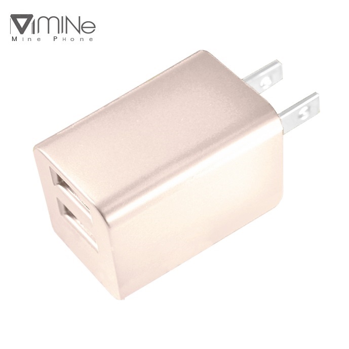 【台灣製造】MINE峰 雙USB充電器 雙孔2.4A摺疊插頭 充電頭 - 金色
