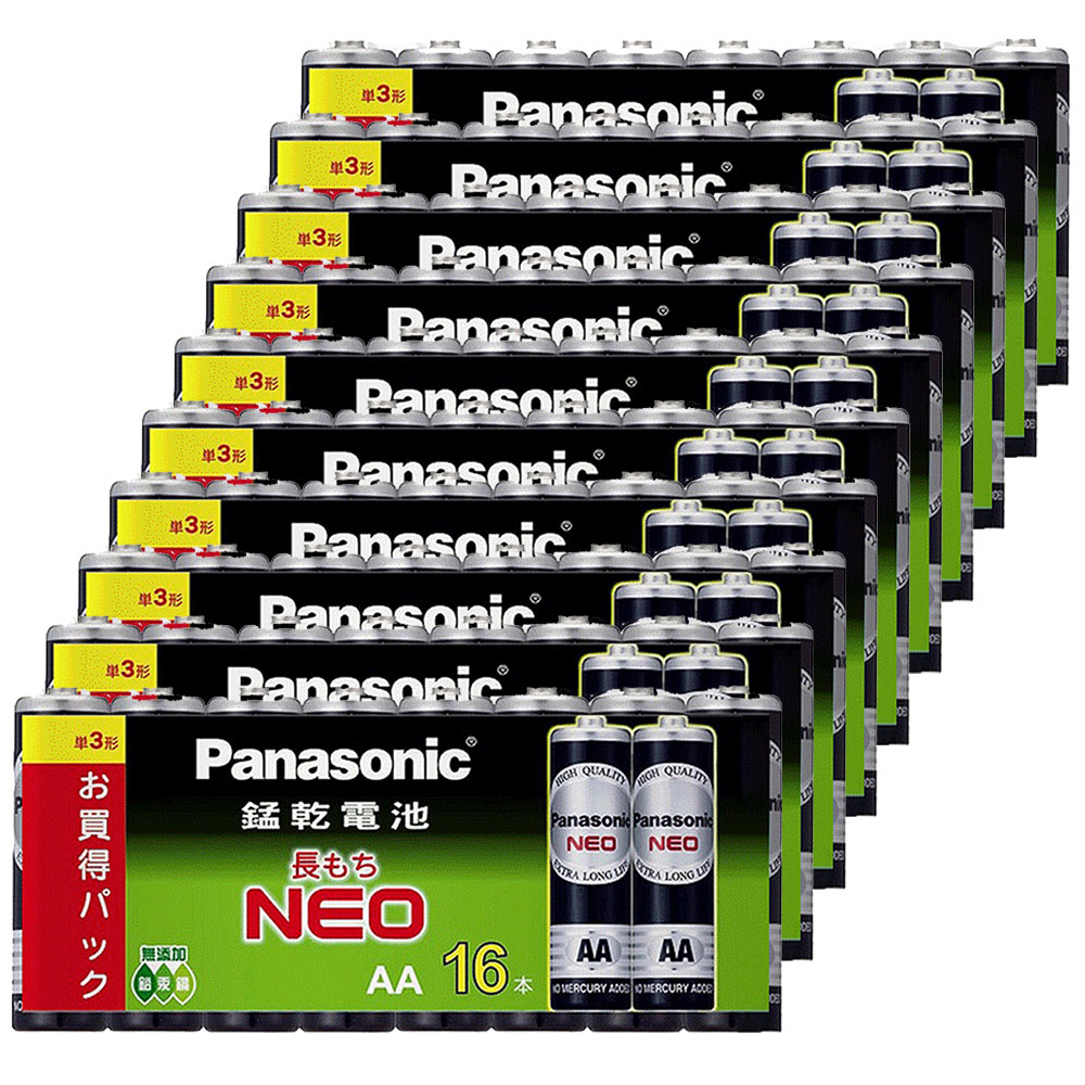 【國際牌Panasonic】碳鋅電池3號AA電池160入裝(R6NNT/1.5V黑錳電池/乾電池/公司貨)