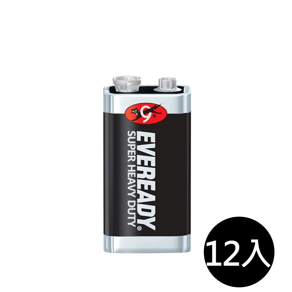 【永備EVEREADY】1222SW1黑金鋼 碳鋅電池9V 12入盒裝(錳乾電池 黑錳電池 乾電池)