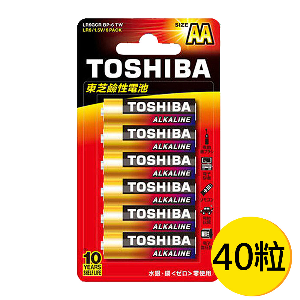 【TOSHIBA東芝】3號AA鹼性電池40入 吊卡裝(1.5V LR6)