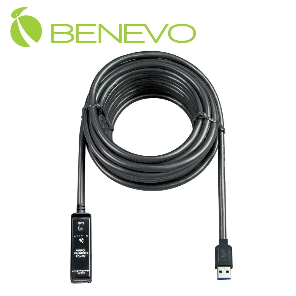 BENEVO UltraUSB 10M 主動式USB 3.0 訊號增益延長線 (BUE3010U1A)，附變壓器
