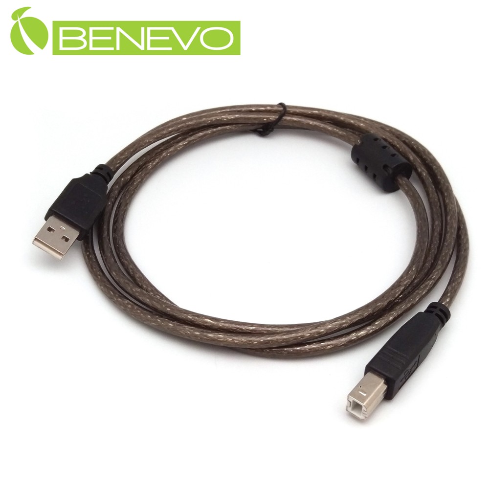 BENEVO專業級 1.5米 USB2.0 A公-B公 訊號連接線，採128編金屬編織與磁環