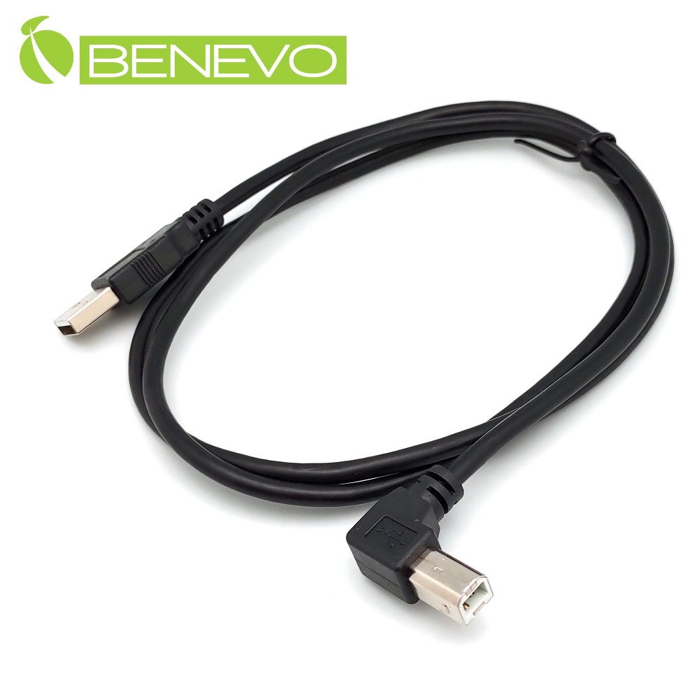 BENEVO左彎型 1米 USB2.0 A公-B公 高速傳輸連接線