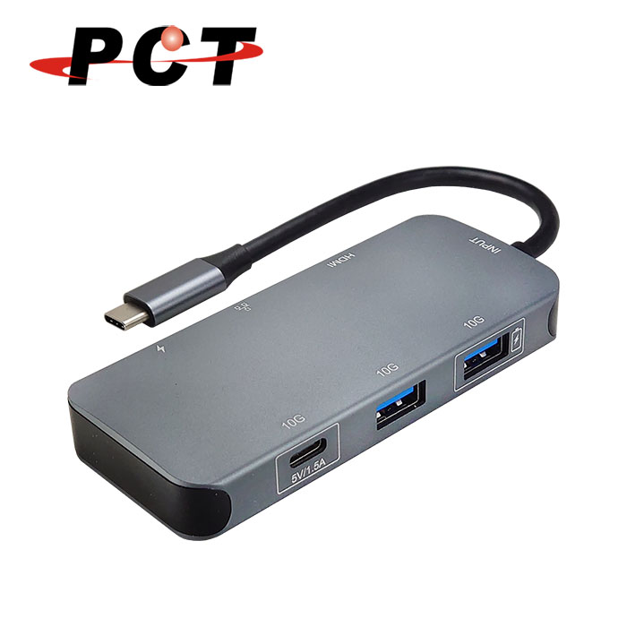 【PCT】Gen2 10G 雙快充 USB-C 6合1 擴充座(PK1640-C)