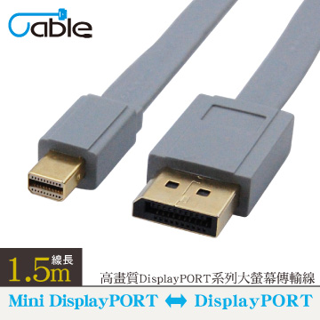 Cable 最新4K60Hz MiniDP-DP1.2版影音扁線 1.5公尺(F-DP-MDP015-CA)