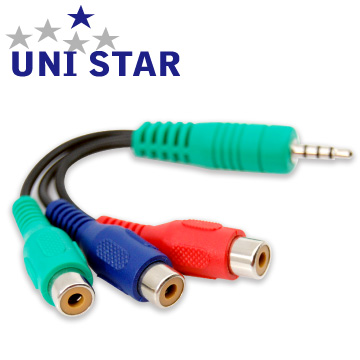 UNI-STAR 3.5mm公-色差端子母轉接線(TVC-35RGB)