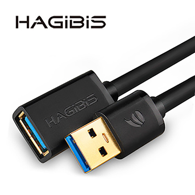 HAGiBiS海備思USB3.0公對母延長線0.5M(黑色)