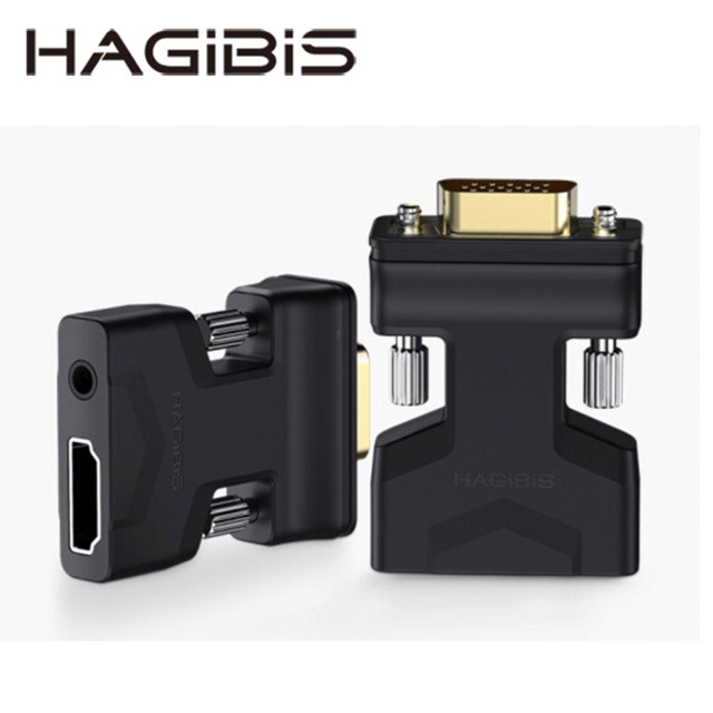 HAGiBiS高畫質HDMI轉VGA轉接頭(附音源孔)